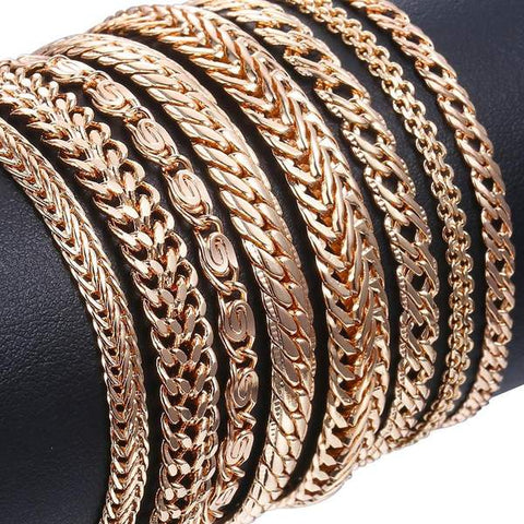Almas Rose Gold 20cm Curb, Snail, Foxtail, Venitian & Link Chains Bracelet for Men and Women from Almas Collections
