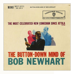 Curio & Co. listens to hit comedy album The Button-down Mind of Bob Newhart. LP Cover of The Button-down Mind of Bob Newhart. Curio and Co. www.curioandco.com