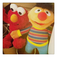 Curio & Co. looks at classic children's program Sesame Street. Photo of plush Ernie and Elmo. Curio and Co. www.curioandco.com