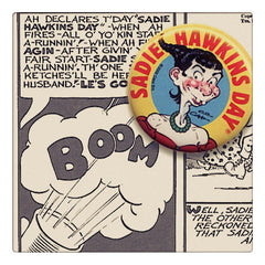 Curio & Co. looks at Sadie Hawkins Day from classic comic strip li'l Abner. Pin with Sadie Hawkins caricature. Curio and Co. www.curioandco.com