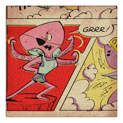 Curio & Co. looks at the menacing bad guys from classic 1960s animated TV show, Spaceman Jax and the Galactic Adventures. Image of an angry  Mantagon general from vintage comic book of Spaceman Jax. image from Curio and Co. www.curioandco.com