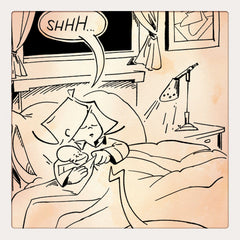 Curio & Co. looks at the power of storytelling and the joy of having books read to you. Image from classic comic strip Frank and His Friend, courtesy of Curio and Co. www.curioandco.com