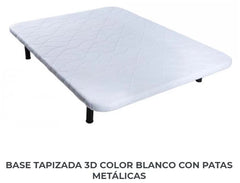 Base Tapizada 3D Color Blanco con Patas Metálicas