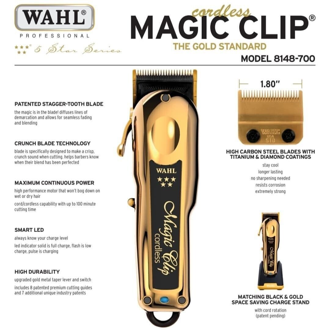 WAHL Gold Cordless MagicClipフェードカット必需品❗️-