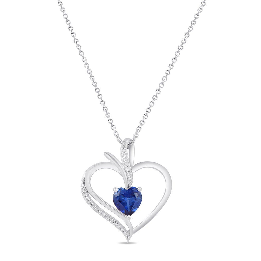 heart necklace with sapphire