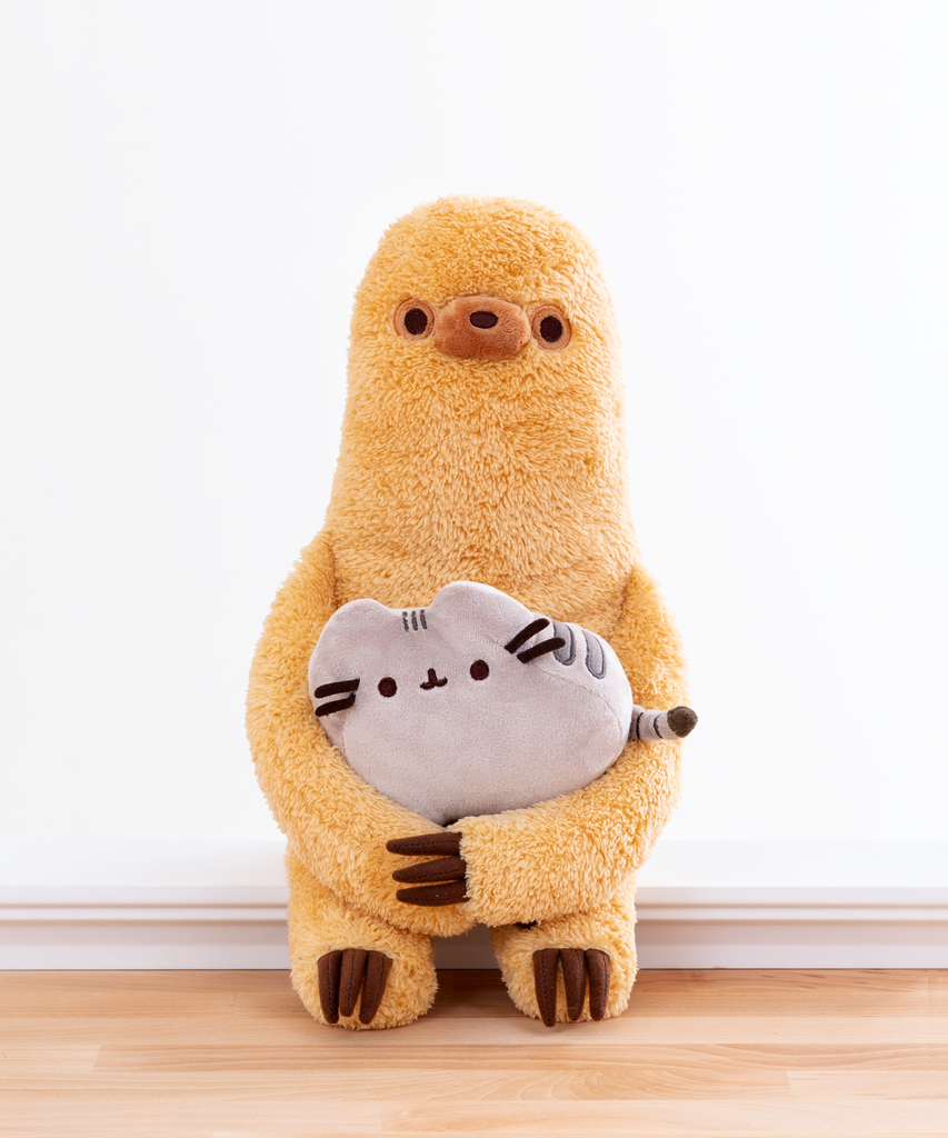 sloth holding pusheen