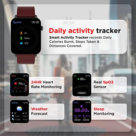 boAt Wave Lite | Smartwatch with 1.69" (4.29 cm) HD Display, Health Monitors, 100+ Watch Faces, 10 Active Sports Modes