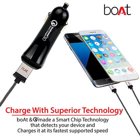 boAt Dual Port Rapid Car Charger (Qualcomm Certified) | Premium Car Charger with Quick Charge 3.0, Smart IC - boAt Lifestyle