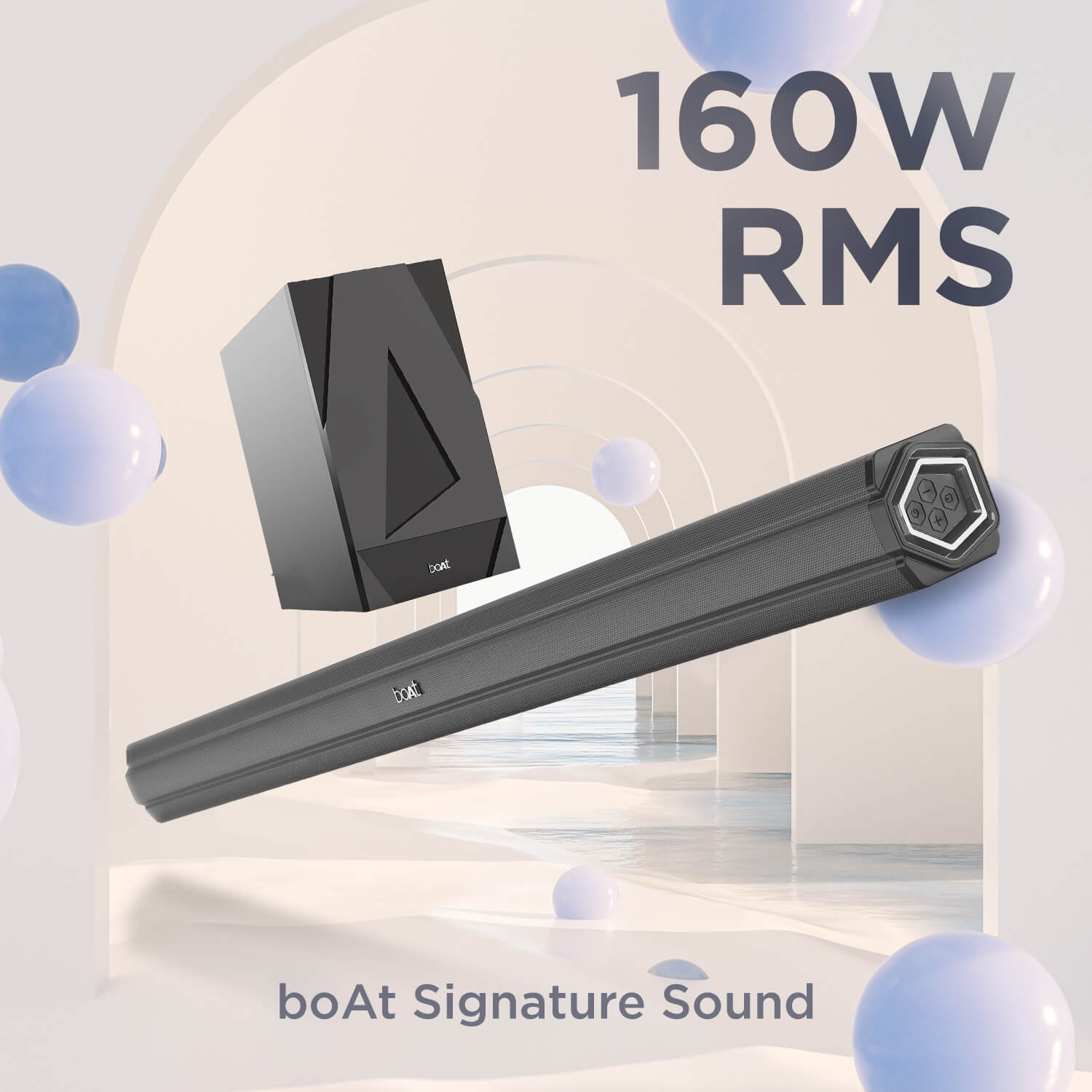 boAt Aavante Bar 1500N | Best Bluetooth 160W Home Theatre with 2.1 Channel Sound, Multiple EQ Modes, USB, AUX, HDMI(ARC)