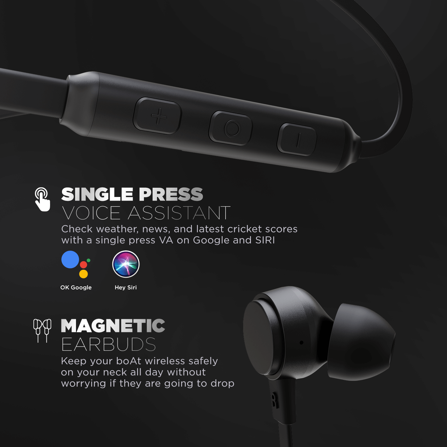 boAt Rockerz 103 Pro | Wireless Earphones with 10 mm Drivers, Single Press Voice Assistant, Up To 20 hrs Uninterrupted, ENx™ Technology