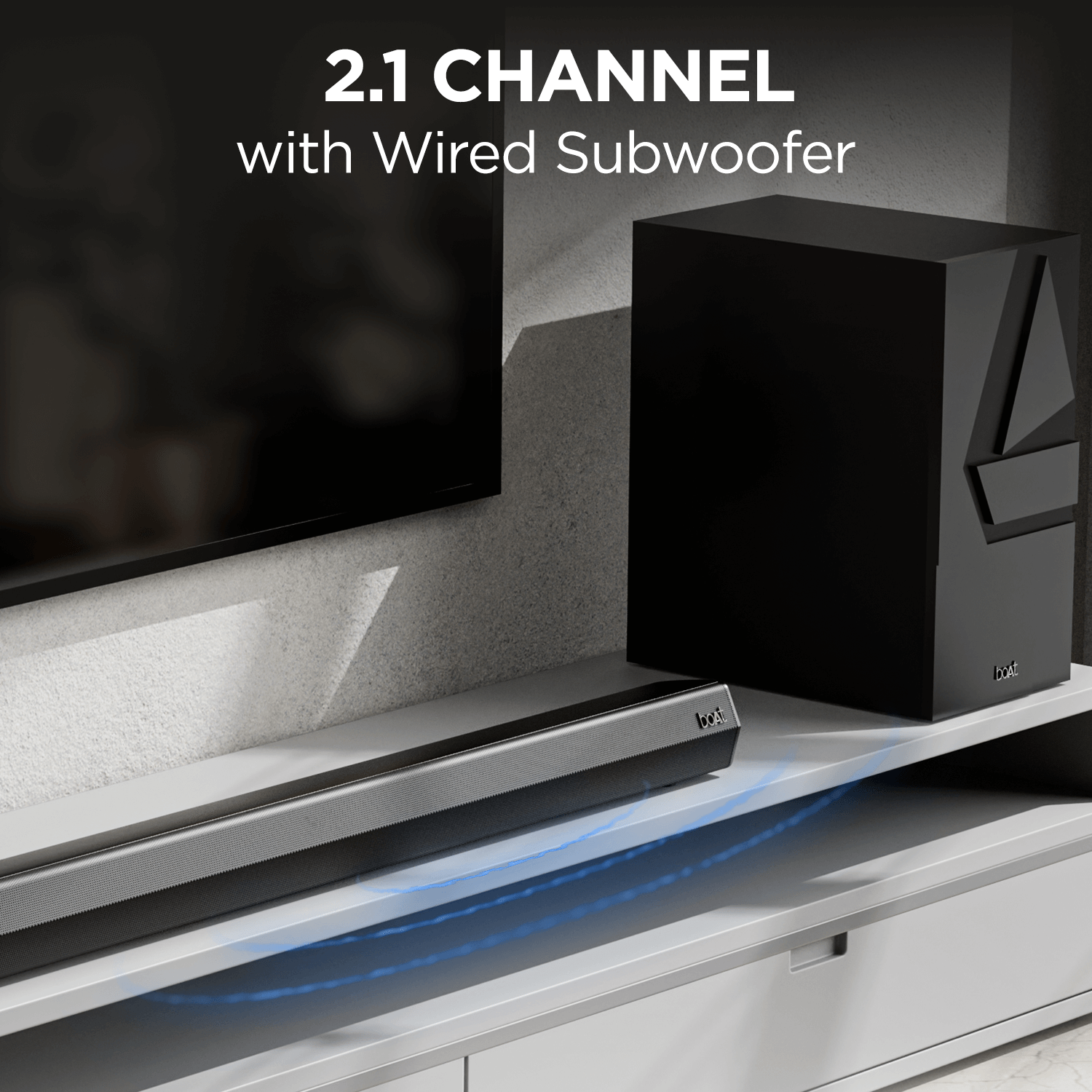 boAt Aavante Bar Thump | 200W RMS boAt Signature Sound, 2.1 Channel Soundbar with Wired Subwoofer, Entertainment EQ Modes, Bluetooth v5.3, USB, AUX, HDMI (ARC)