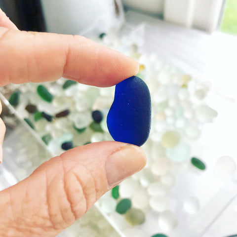 blue sea glass pendant for handmade jewelry