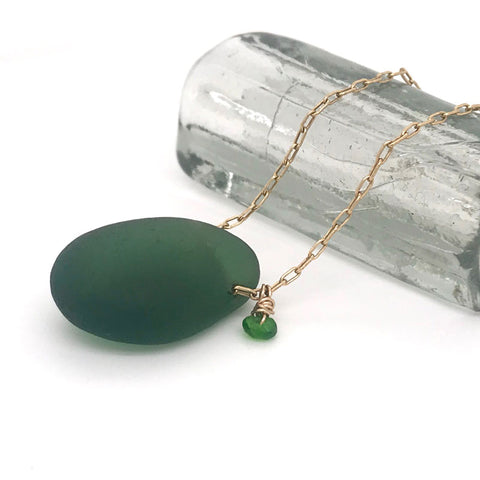 green seaglass pendant necklace Kriket Broadhurst jewellery