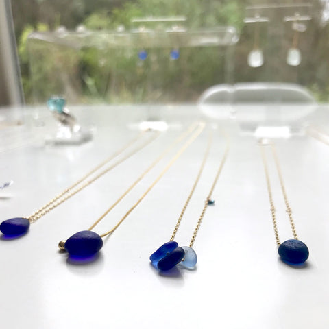 kriket broadhurst jewellery blue seaglass necklaces