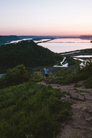 hiking up brady's bluff at dusk