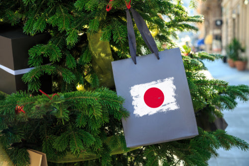 japan flag printed on christmas shopping bag