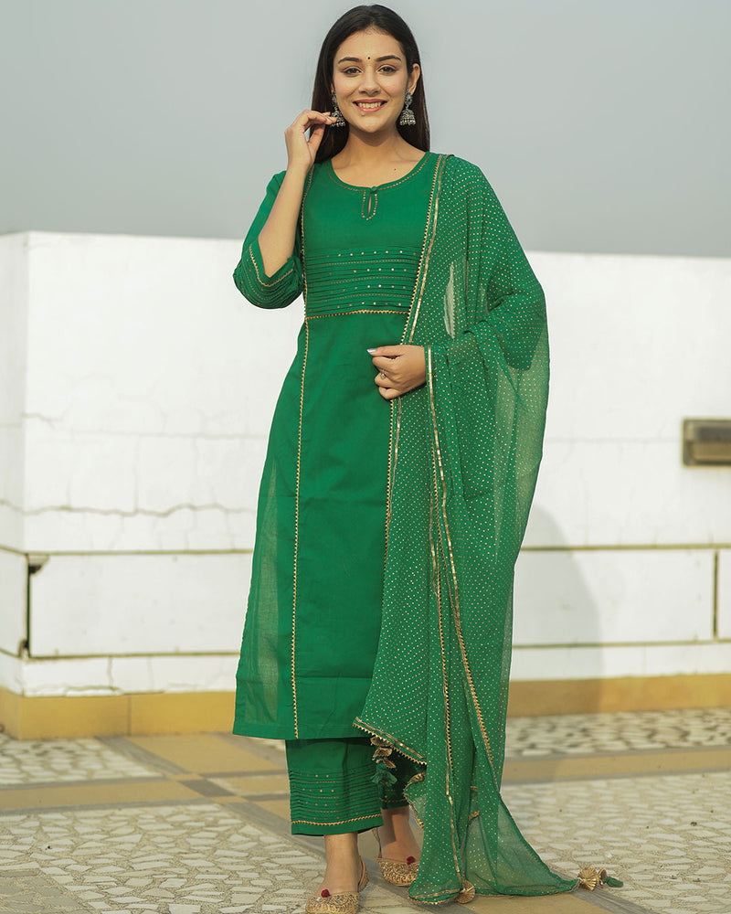 green cotton suit