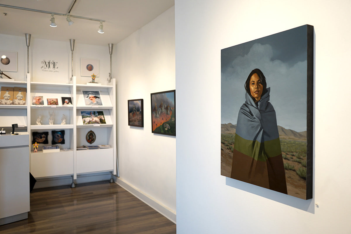 Foreground artwork by Ahren Hertel at Modern Eden Gallery