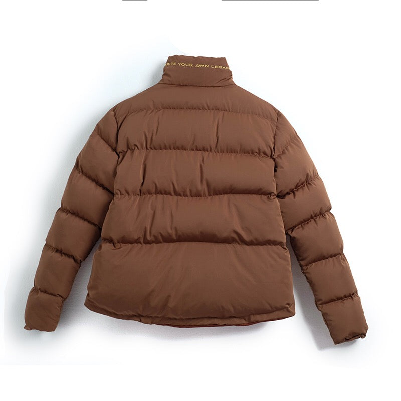 brown down jacket