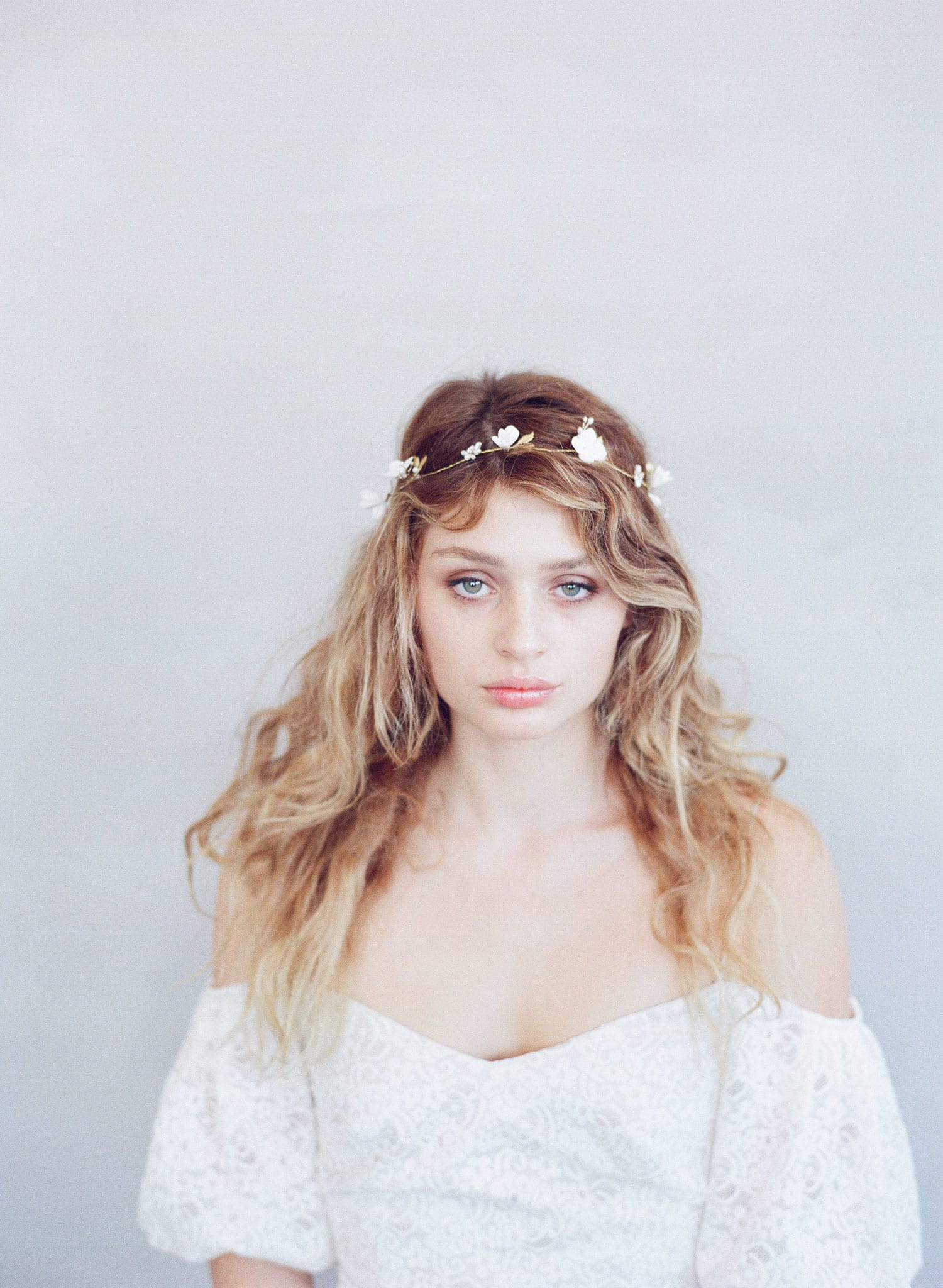 bridal headpiece, simple flower hair vine, boho wedding