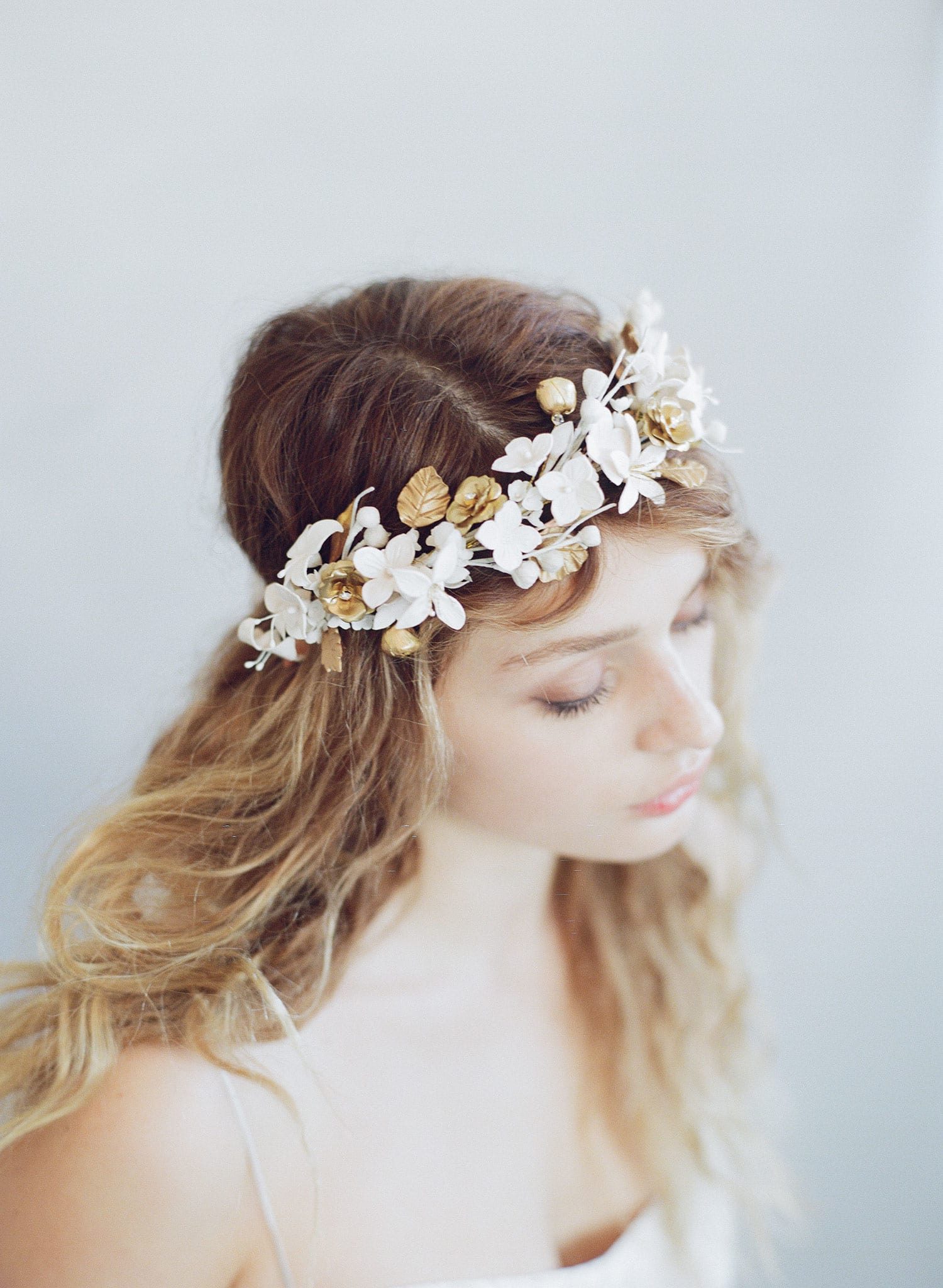bridal flower crown, wedding flower tiara, twigs and honey