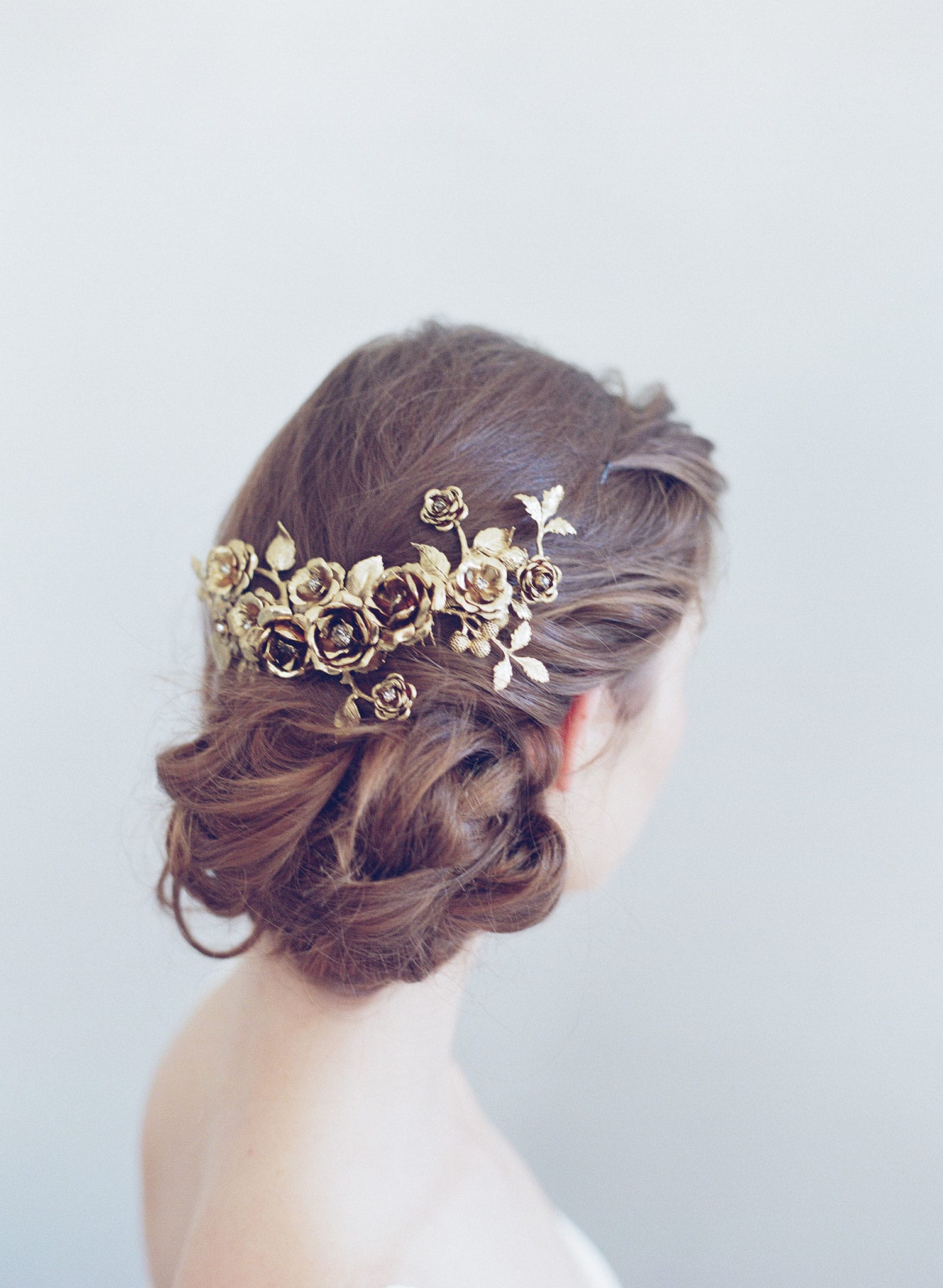 bridal rose headpiece, floral hair comb, twigs & honey