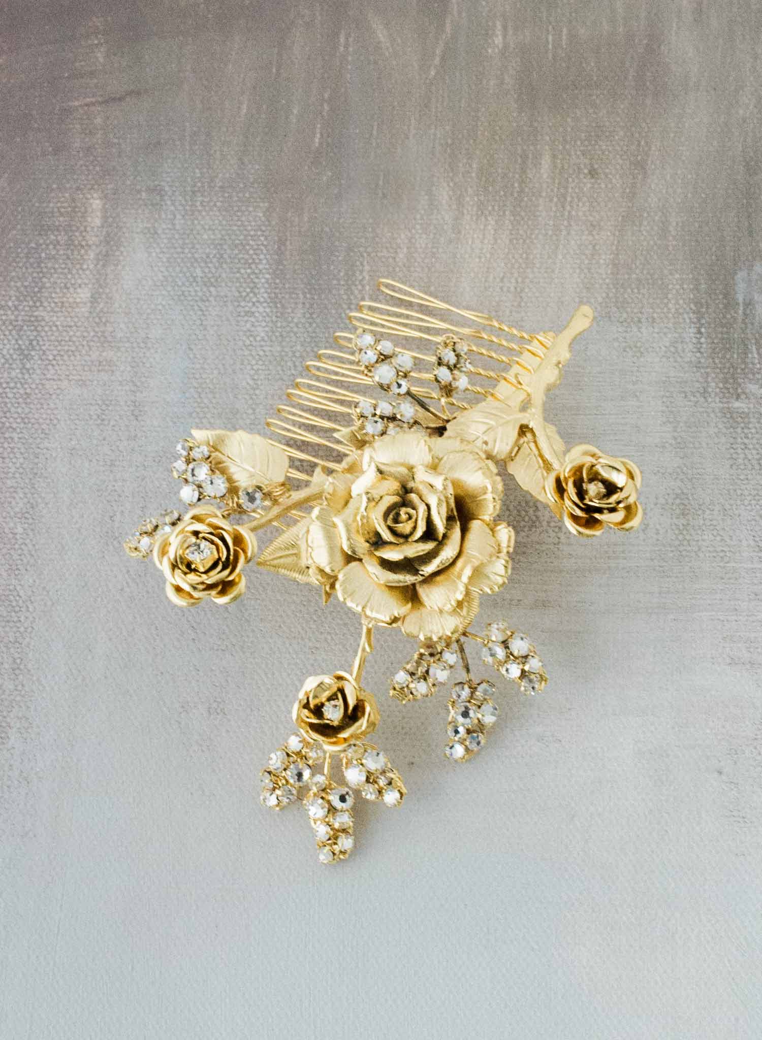 rose bridal hair comb