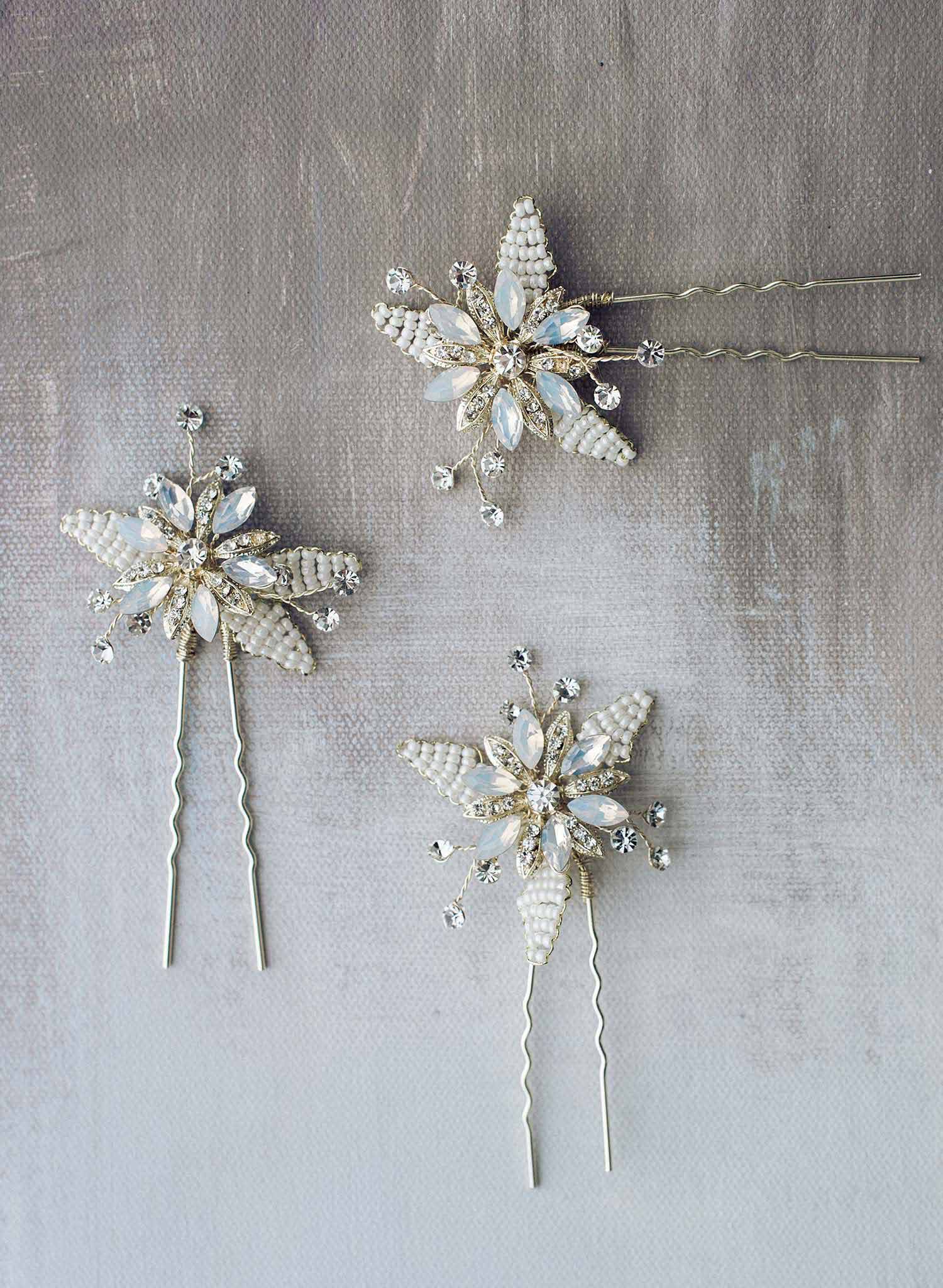 bridal hair pins with crystals