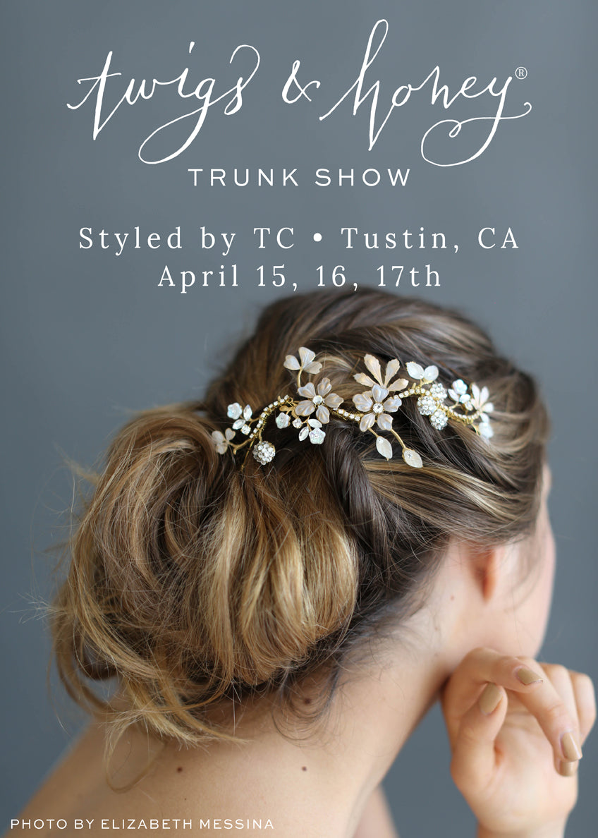 twigs & honey trunk show, styled by tc, bridal hair accessories
