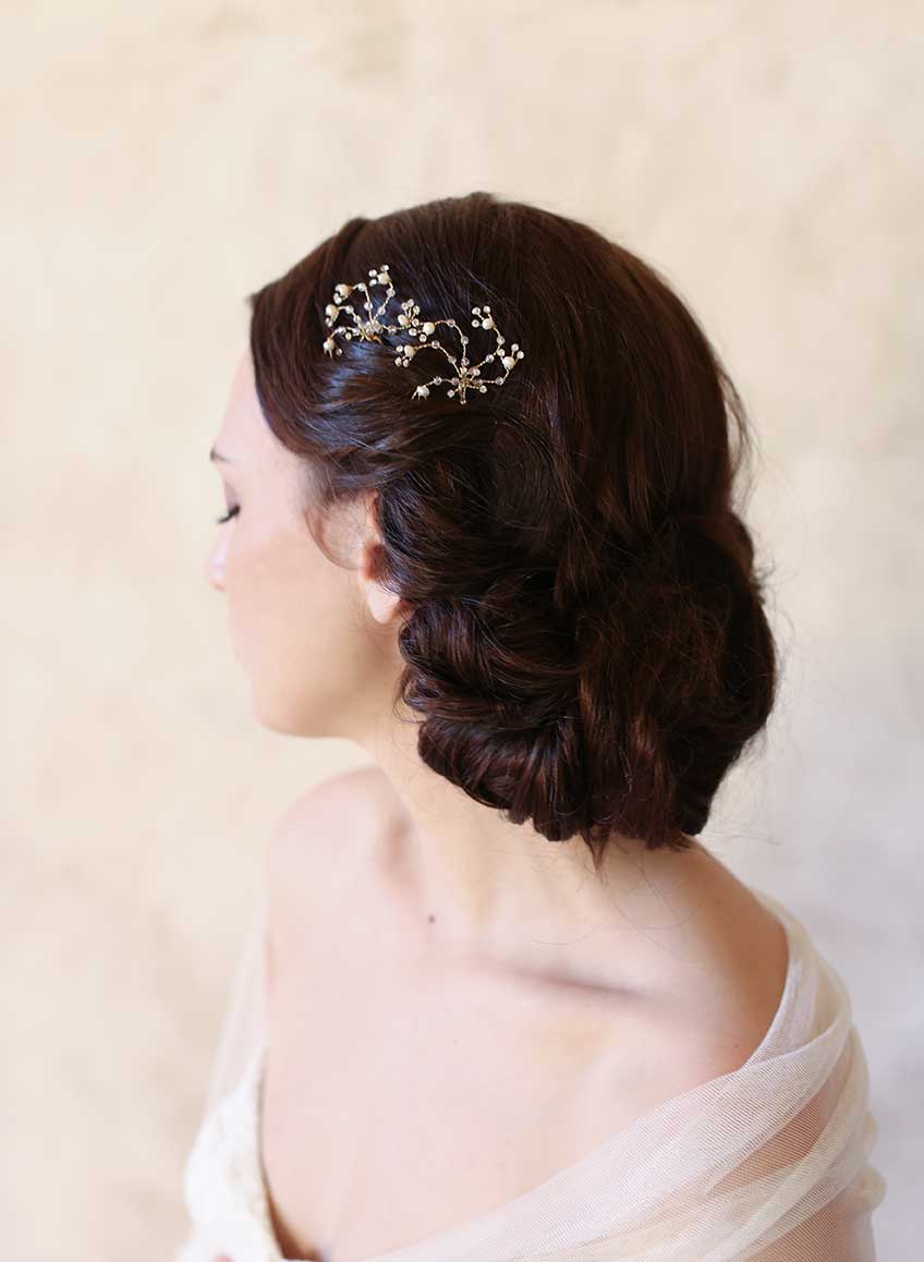 bridal hair pins, crystal and pearl