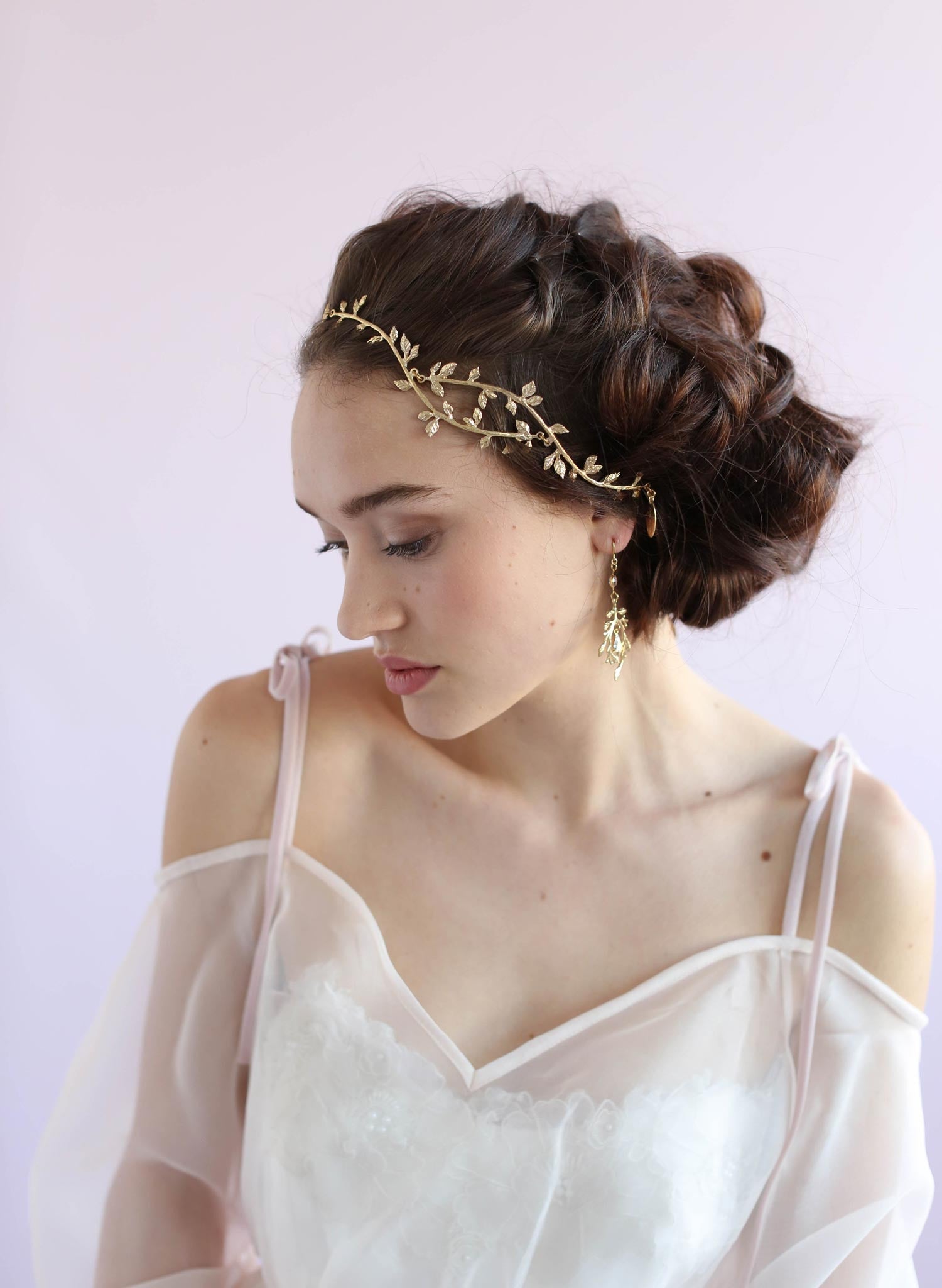 Delicate Wavy Gilded Branch Headpiece Style 664 Twigs And Honey ® Llc 9298