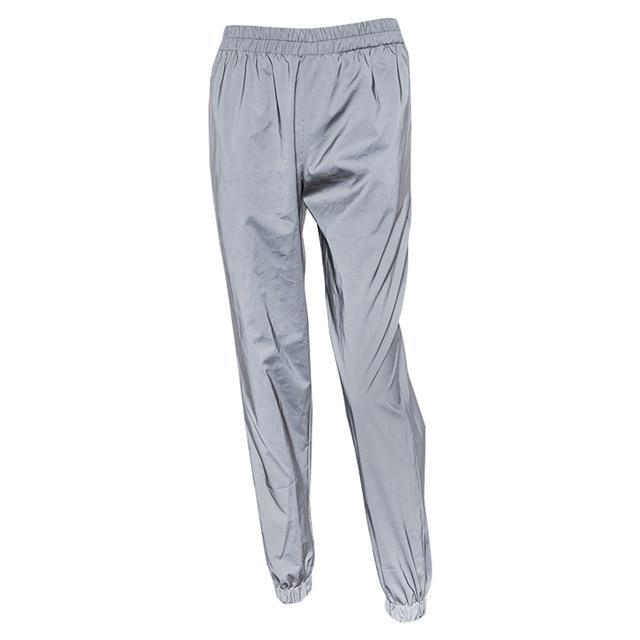 grey reflective elasticated joggers