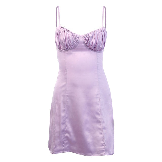 lilac overall dress