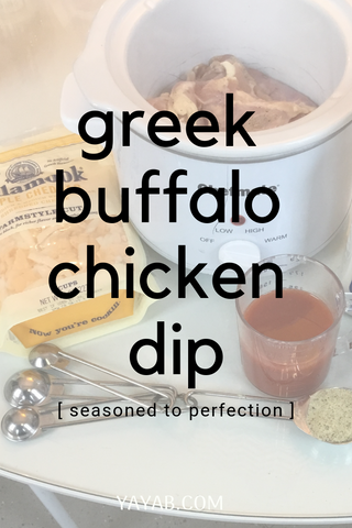 SPICY GREEK BUFFALO CROCKPOT CHICKEN DIP