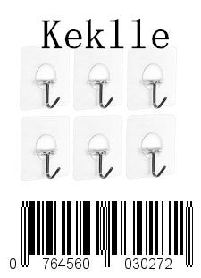 Keklle Adhesive Wall Hooks Max 15lb Powerful Nail Free Transparent Reusable Heavy Duty Sticky Wall Ceiling Hooks For Bathroom Kitchen 6 Pcs