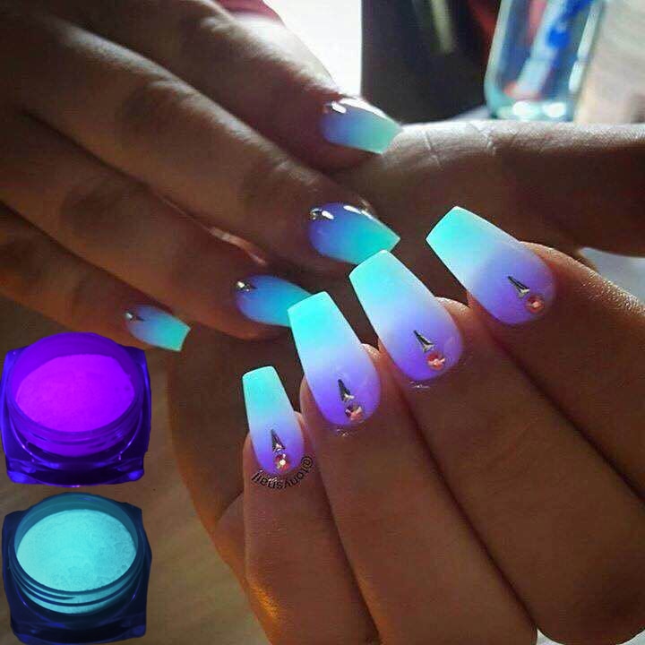 glitter glow in the dark nails