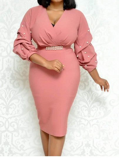 plus size pink ruffle dress