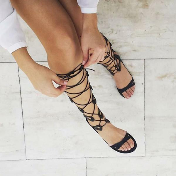 knee gladiator sandals