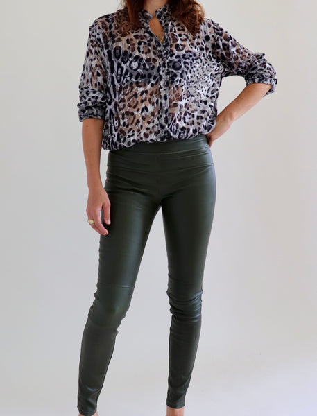 leather pants green