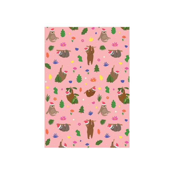 eminentd Christmas Card Animal Pattern Sloth Pink