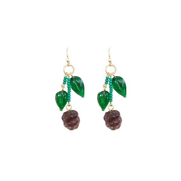 Hand Blown Glass Grape Earrings