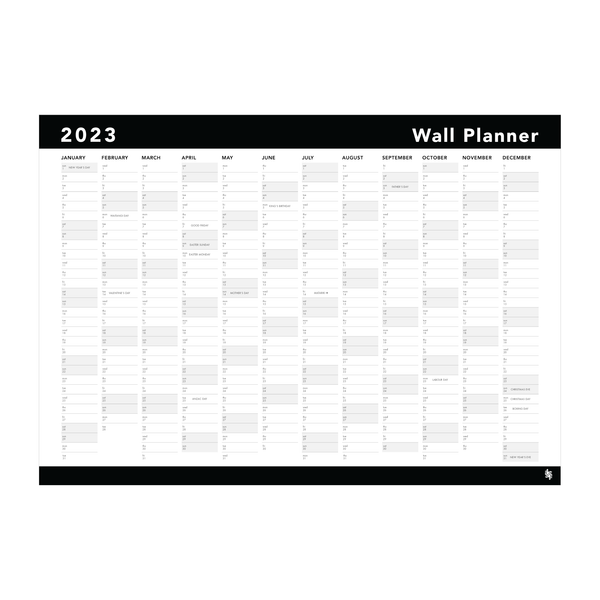 eminentd 2023 Wall Planner Black and White