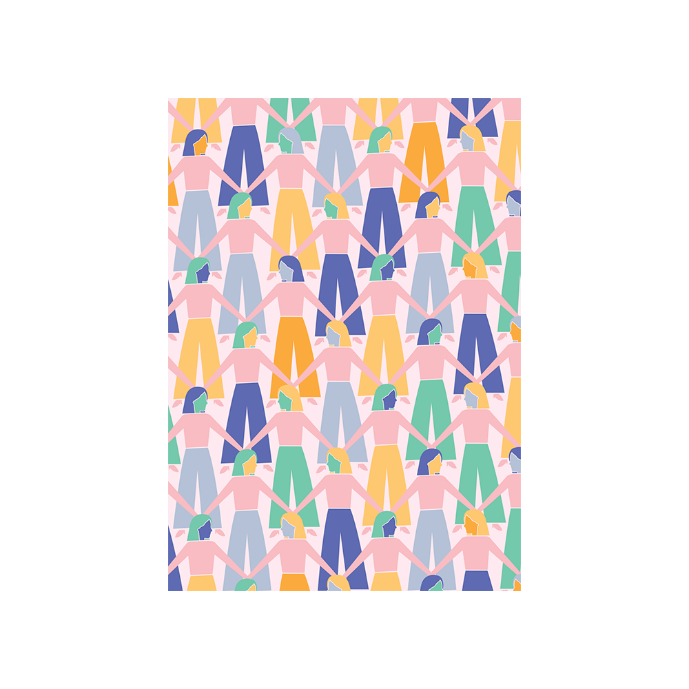 eminentd Abstract Card Hand in Hand Blue Pink Yellow Green