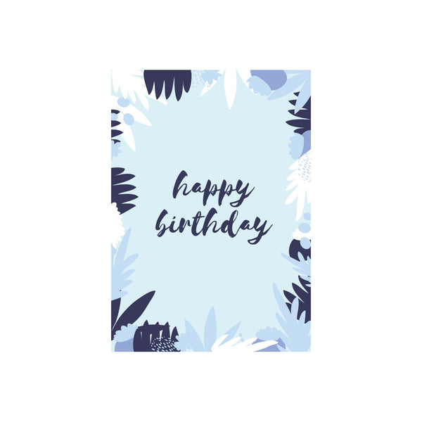eminentd Floral Message Card Happy Birthday Blue