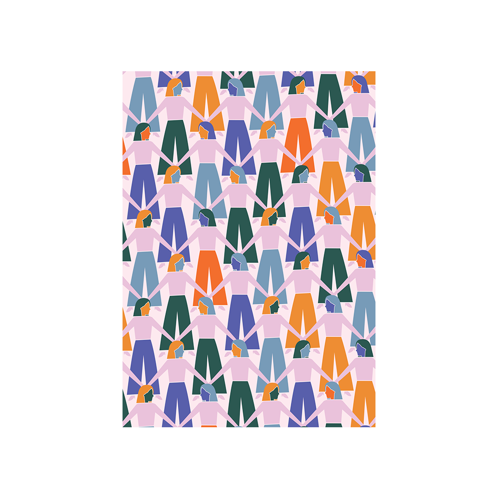 eminentd Abstract Card Hand in Hand Forest Green Orange Purple