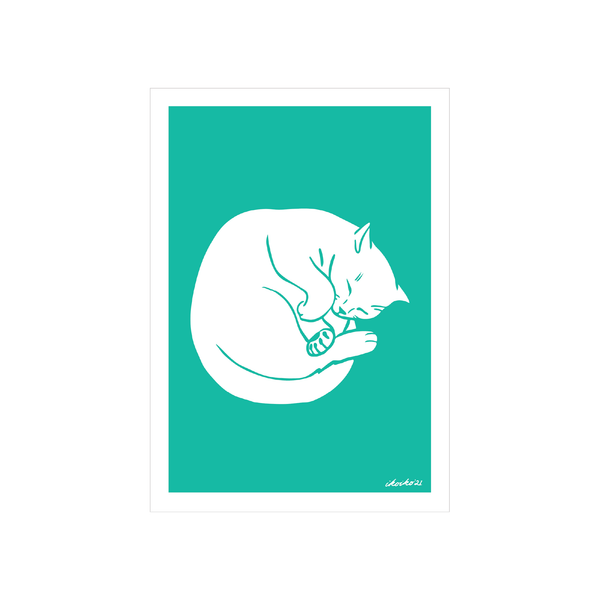 eminentd A4 Art Print Talula Cat Turquoise