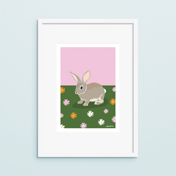 eminentd A4 Art Print Woodland Rabbit with Daisy
