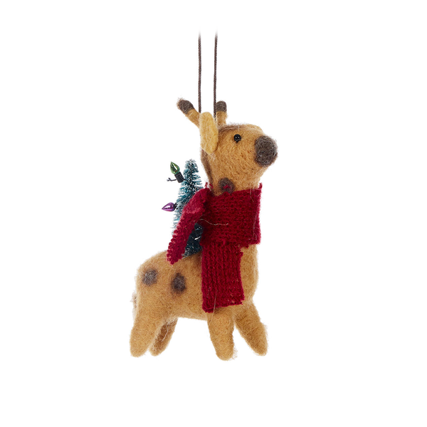 Holly & Ivy Christmas Tree Decoration Wool Giraffe with Scarf