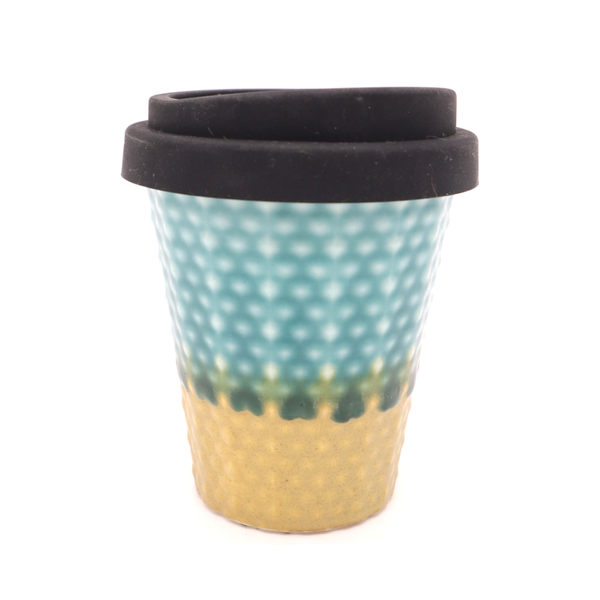 Daniel Jessep Ceramic Tumbler Dimple Gold and Teal