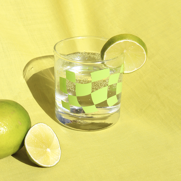 eminentd Glass Tumbler Checkered Green